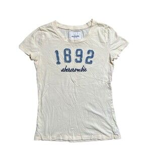 Y2K Abercrombie and Fitch 1892 Shirt Womens Yellow Preppy Puff Print Sz XL